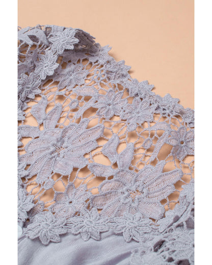 Azura Exchange Button Crochet Lace Top - S