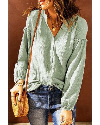 Azura Exchange Balloon Sleeve Crinkled Top - 2XL