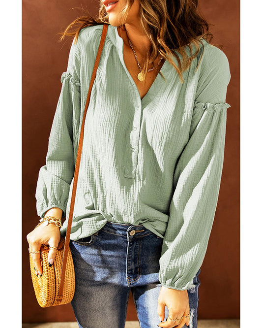 Azura Exchange Balloon Sleeve Crinkled Top - L