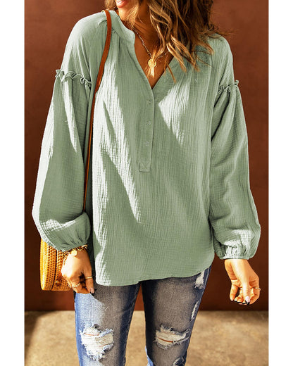 Azura Exchange Balloon Sleeve Crinkled Top - M