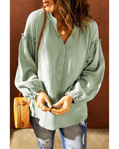 Azura Exchange Balloon Sleeve Crinkled Top - XL