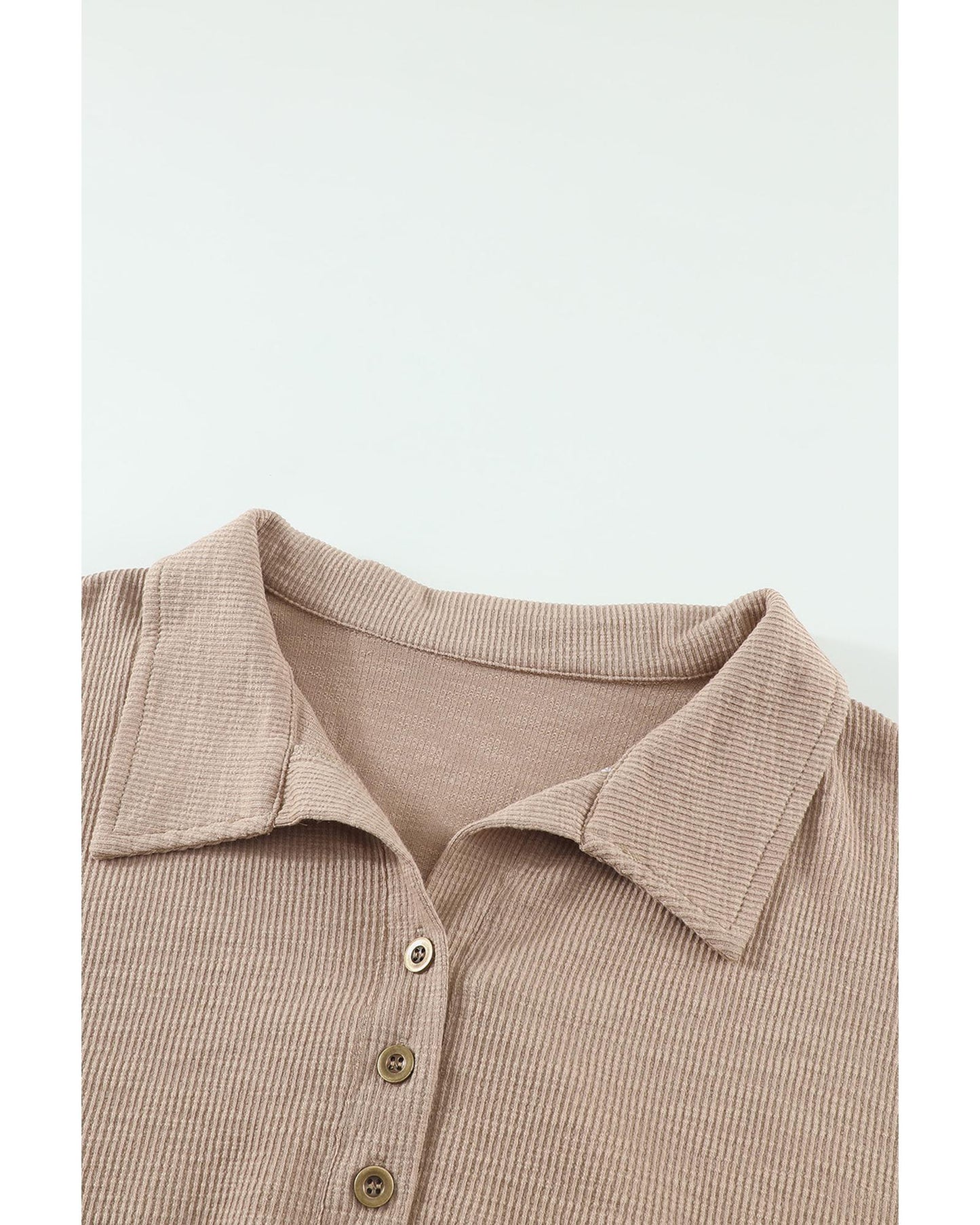 Azura Exchange Button Front Turn-down Neck Knit Top - M