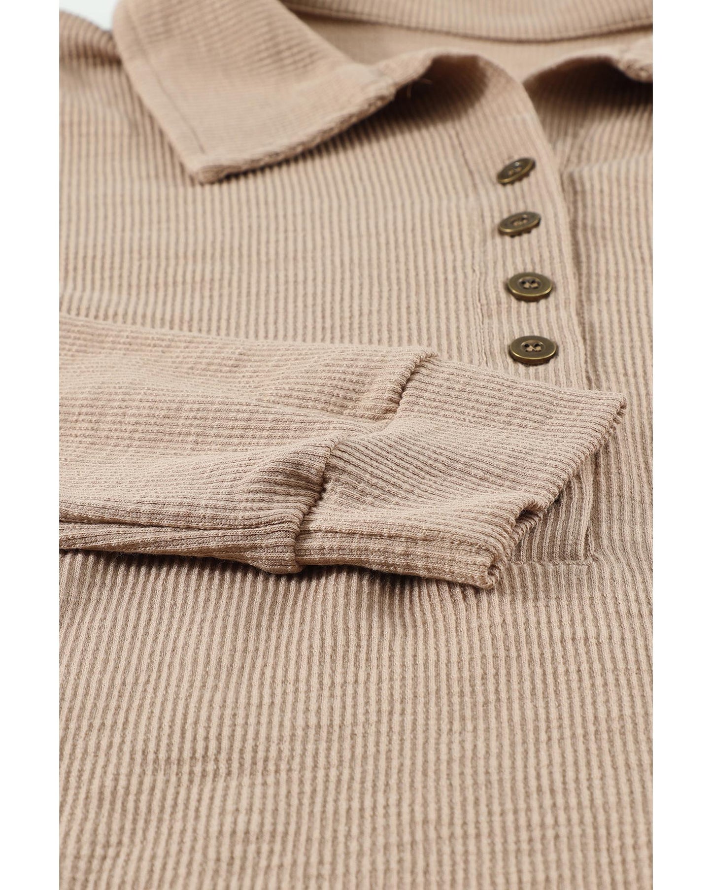 Azura Exchange Button Front Turn-down Neck Knit Top - M