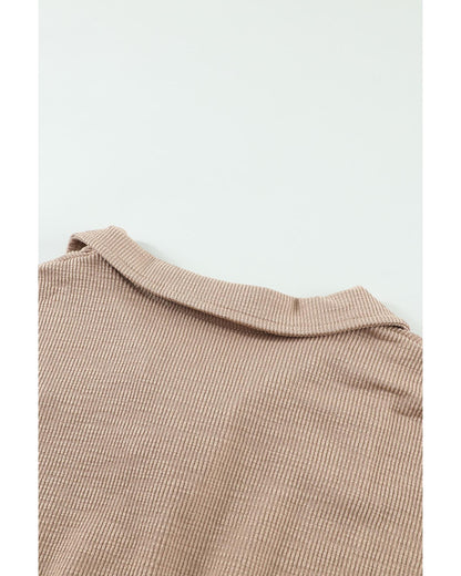 Azura Exchange Button Front Turn-down Neck Knit Top - S