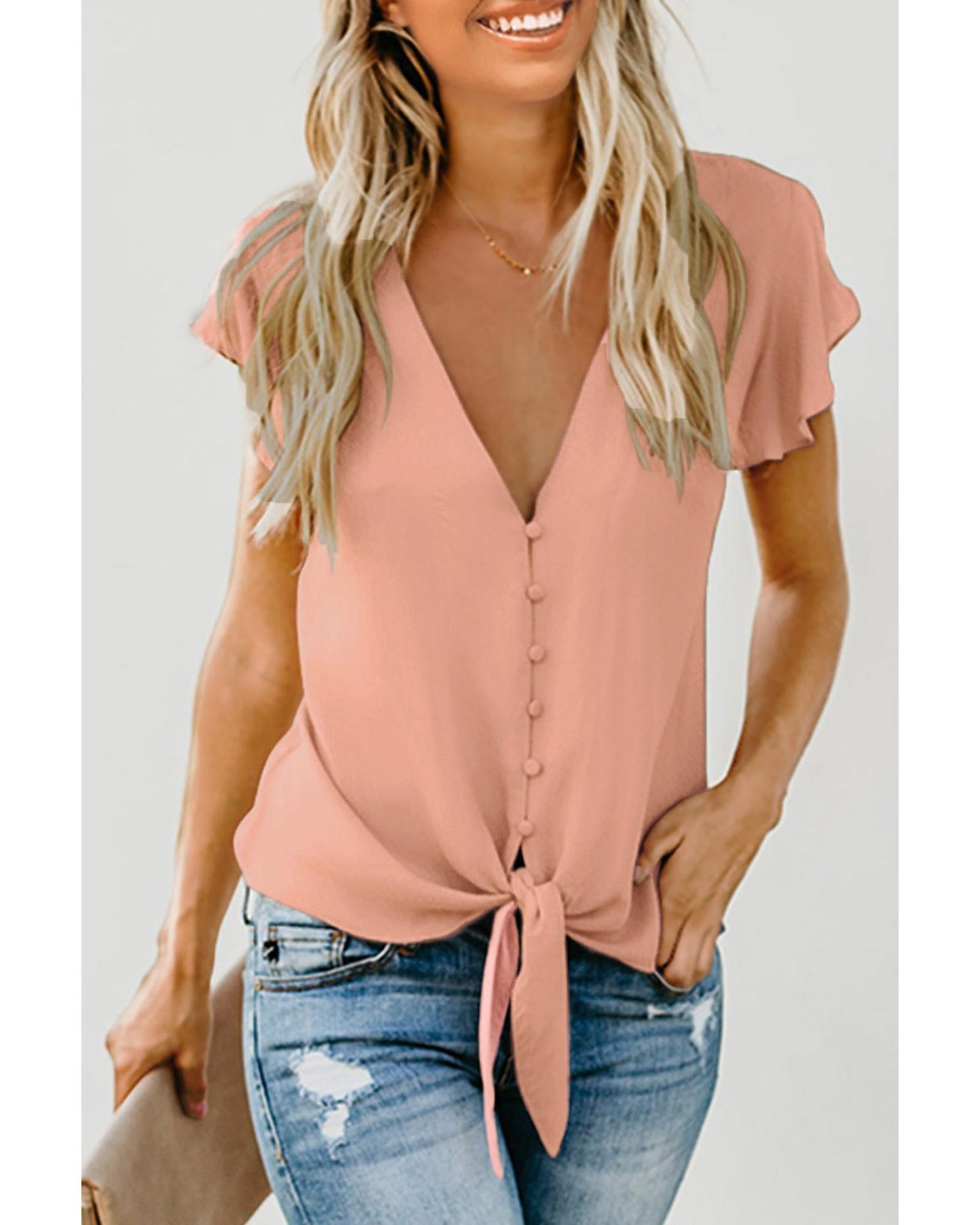 Azura Exchange Button Tie Top - L