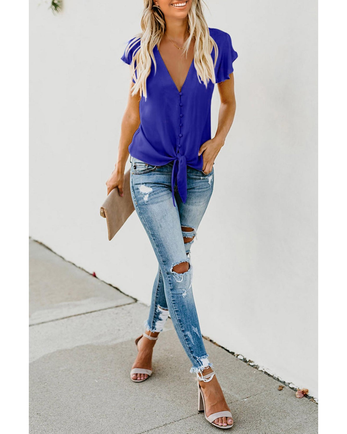 Azura Exchange Button Tie Top - M