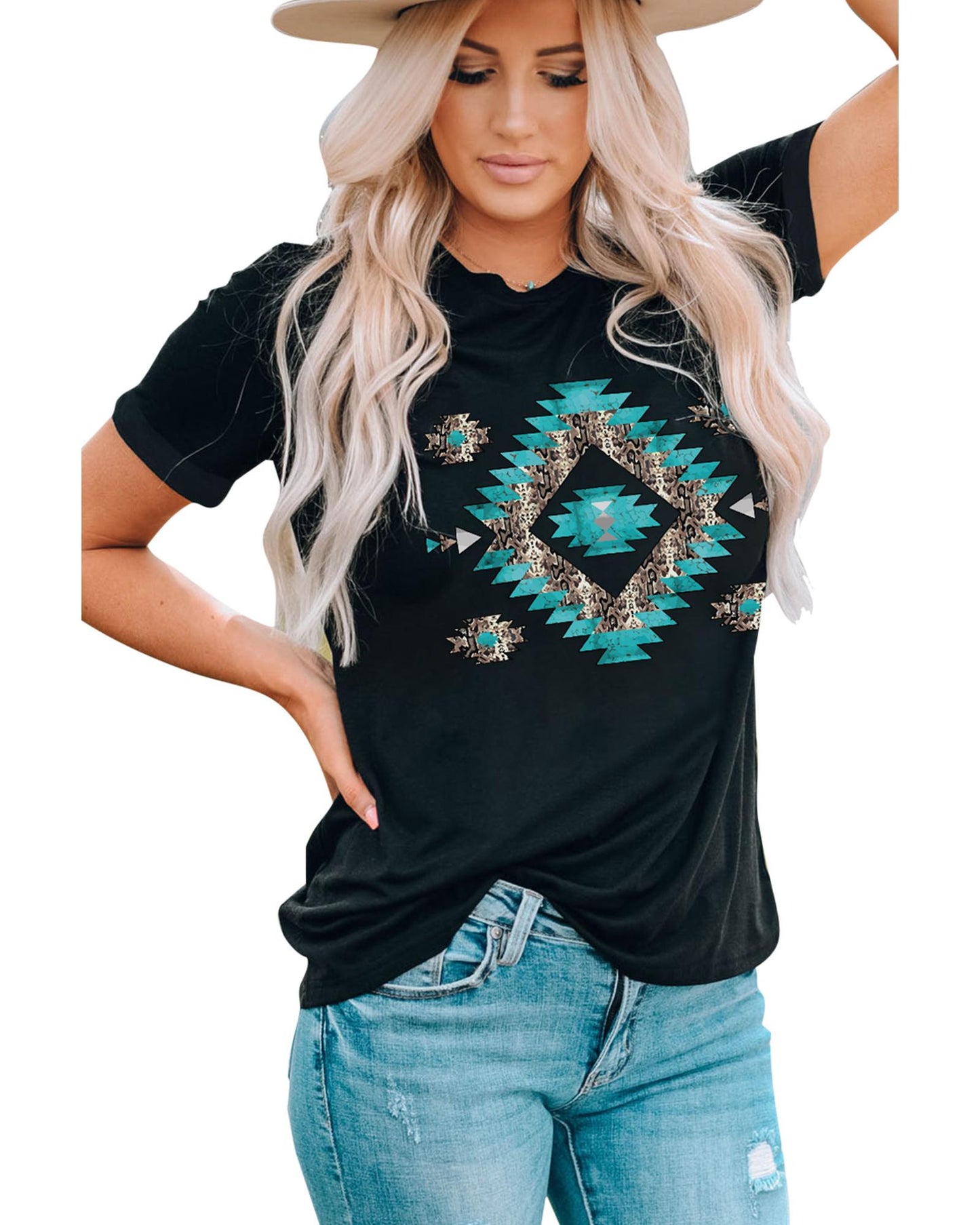 Azura Exchange Aztec Printed Crewneck Graphic Tee - L