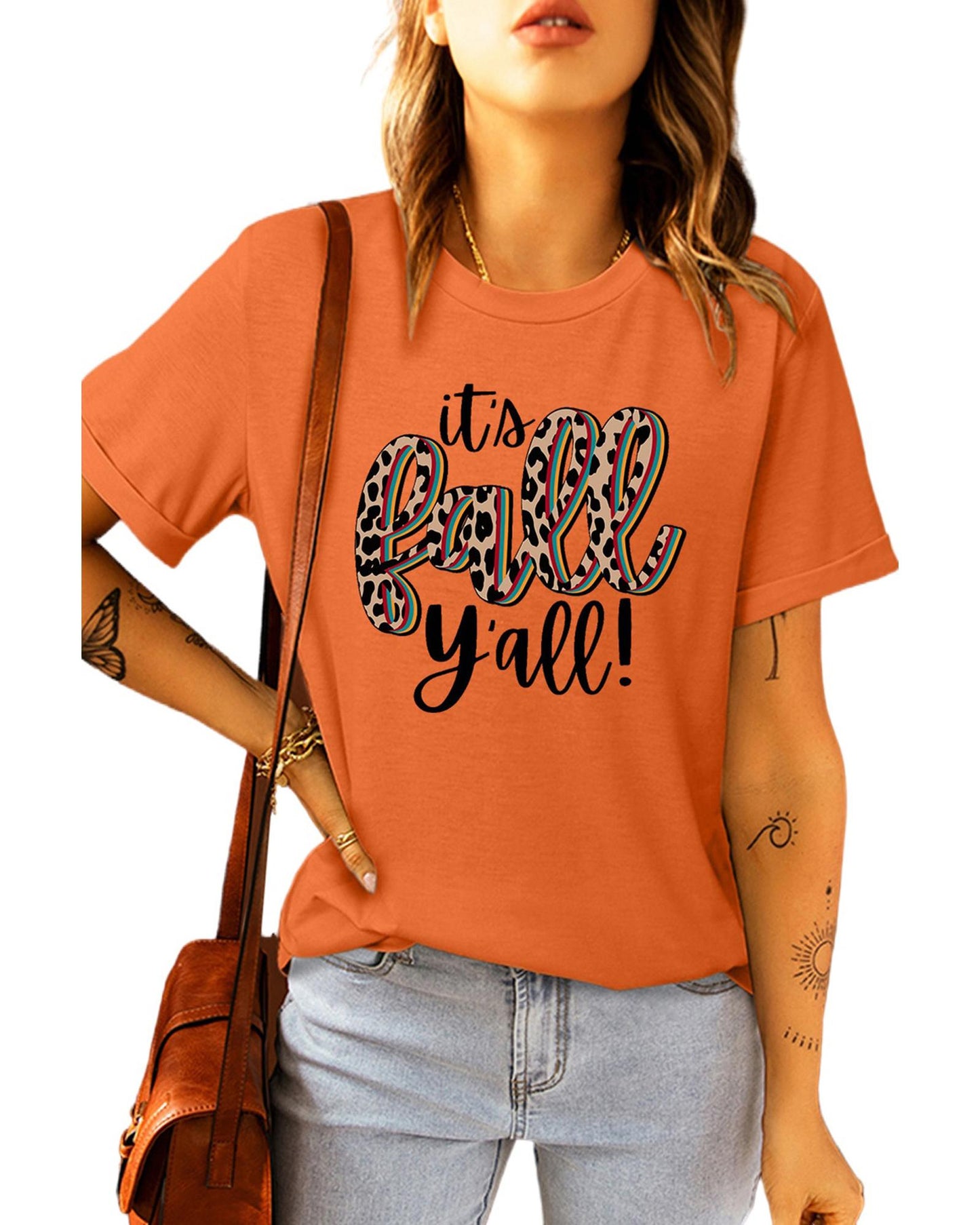 Azura Exchange Animal Print Casual T-Shirt for Fall - M