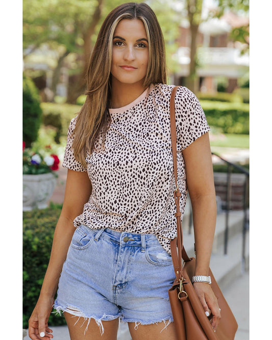 Azura Exchange Cheetah Print Short Sleeve T Shirt - L