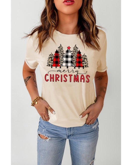 Azura Exchange Christmas Plaid Leopard Graphic Tee - 2XL