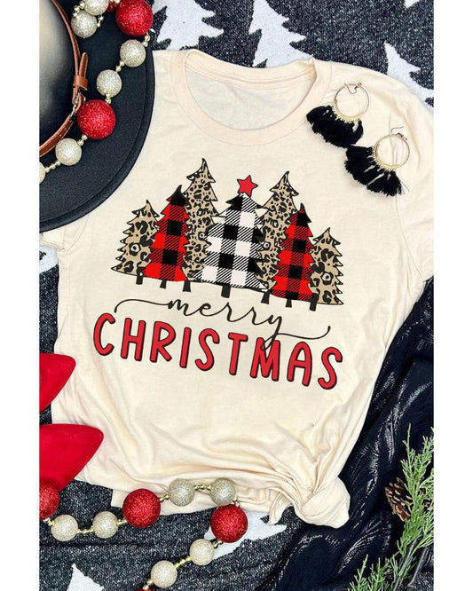 Azura Exchange Christmas Plaid Leopard Graphic Tee - L