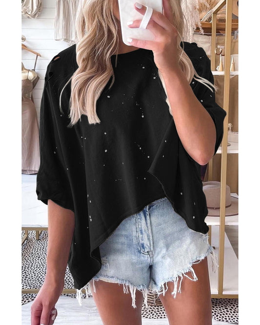 Azura Exchange Bleached Distressed Asymmetric Hem Tee - XL