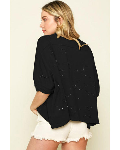 Azura Exchange Bleached Distressed Asymmetric Hem Tee - XL