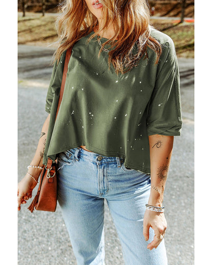 Azura Exchange Bleached Distressed Asymmetric Hem Top - XL