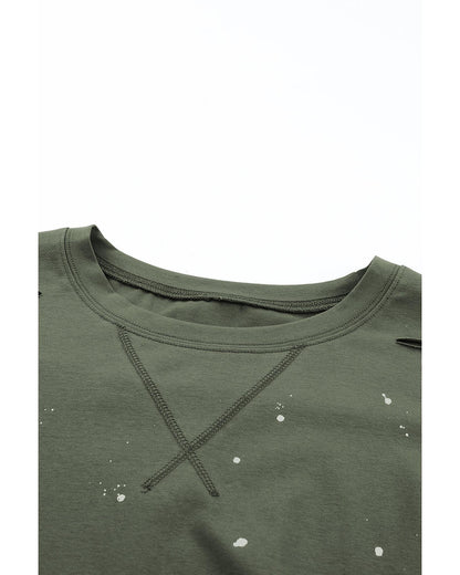 Azura Exchange Bleached Distressed Asymmetric Hem Top - XL