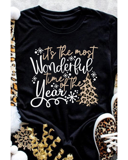 Azura Exchange Christmas Leopard Graphic Tee - M