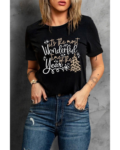 Azura Exchange Christmas Leopard Graphic Tee - M