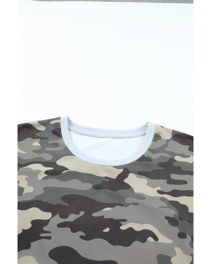 Azura Exchange Camo Print Knotted Hem T-shirt - XL