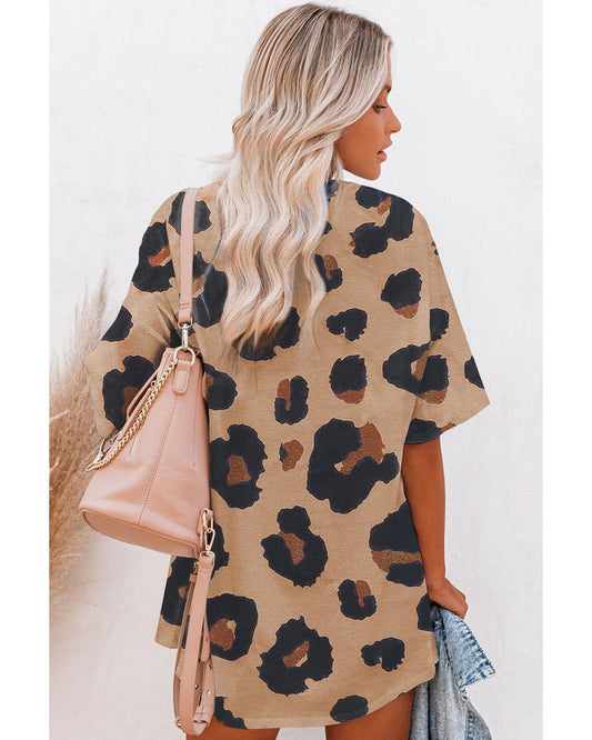 Azura Exchange Leopard Print Loose T-Shirt - M