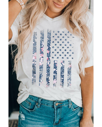 Azura Exchange American Flag Pint Short Sleeve Tee - S