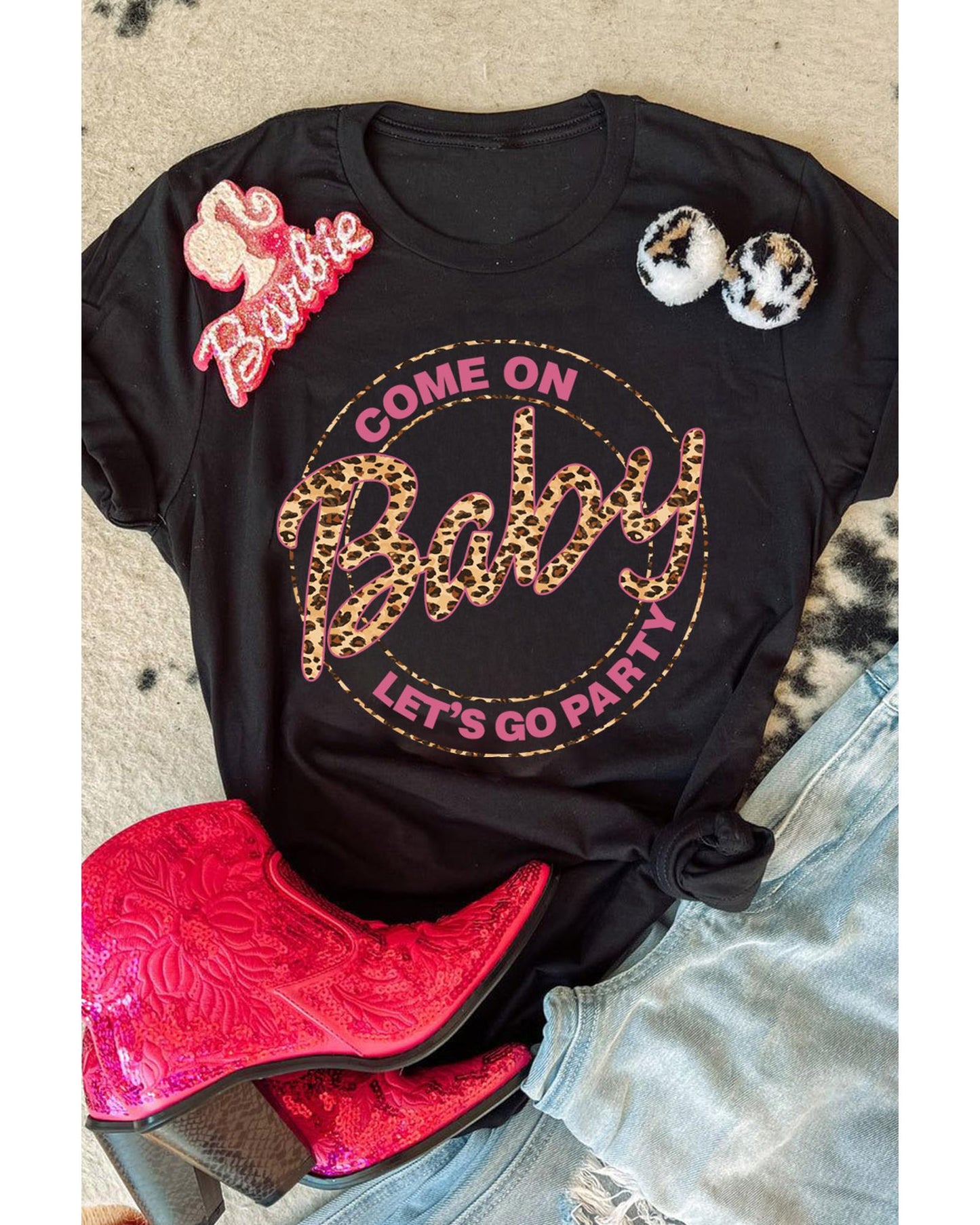 Azura Exchange Barbie Leopard Graphic T-Shirt - L