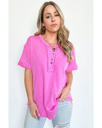 Azura Exchange Button Henley Top - XL