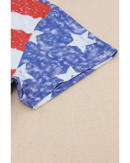 Azura Exchange American Flag Print Distressed Crew Neck T-Shirt - L