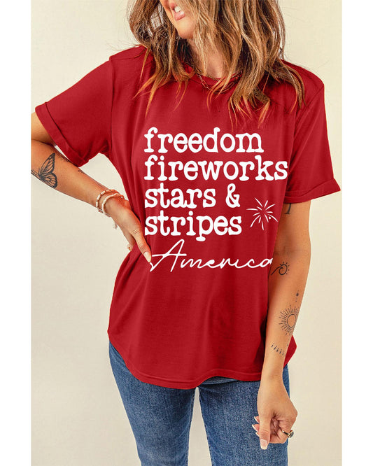 Azura Exchange American Freedom Day Slogan Print T-Shirt - S