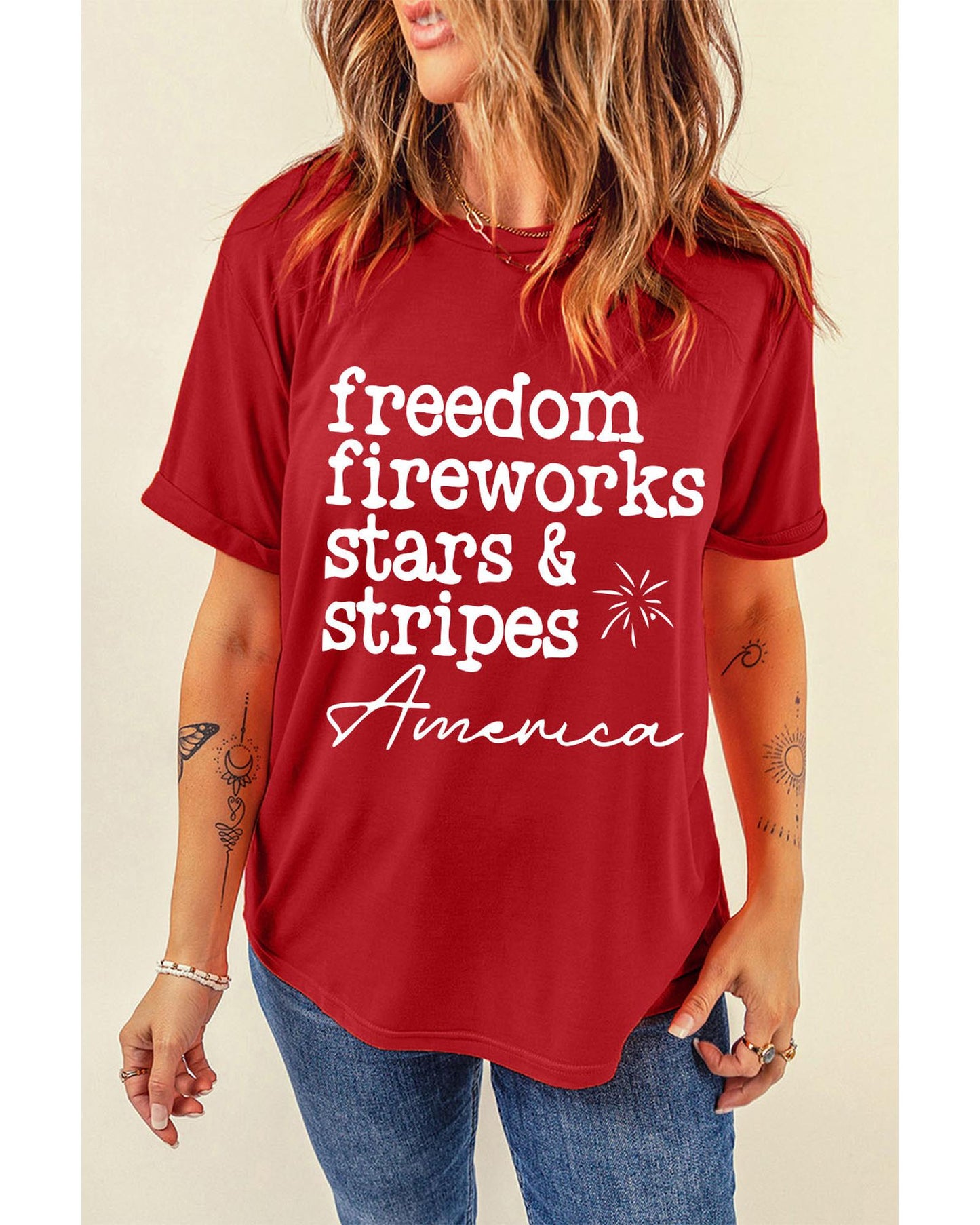 Azura Exchange American Freedom Day Slogan Print T-Shirt - S