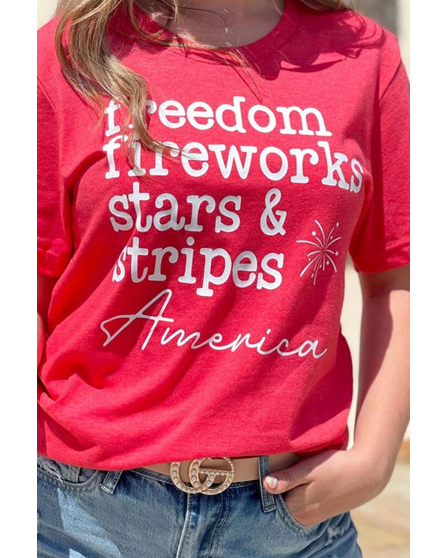 Azura Exchange American Freedom Day Slogan Print T-Shirt - S