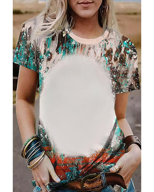 Azura Exchange Bleached Western Print Blank Graphic T-Shirt - XL