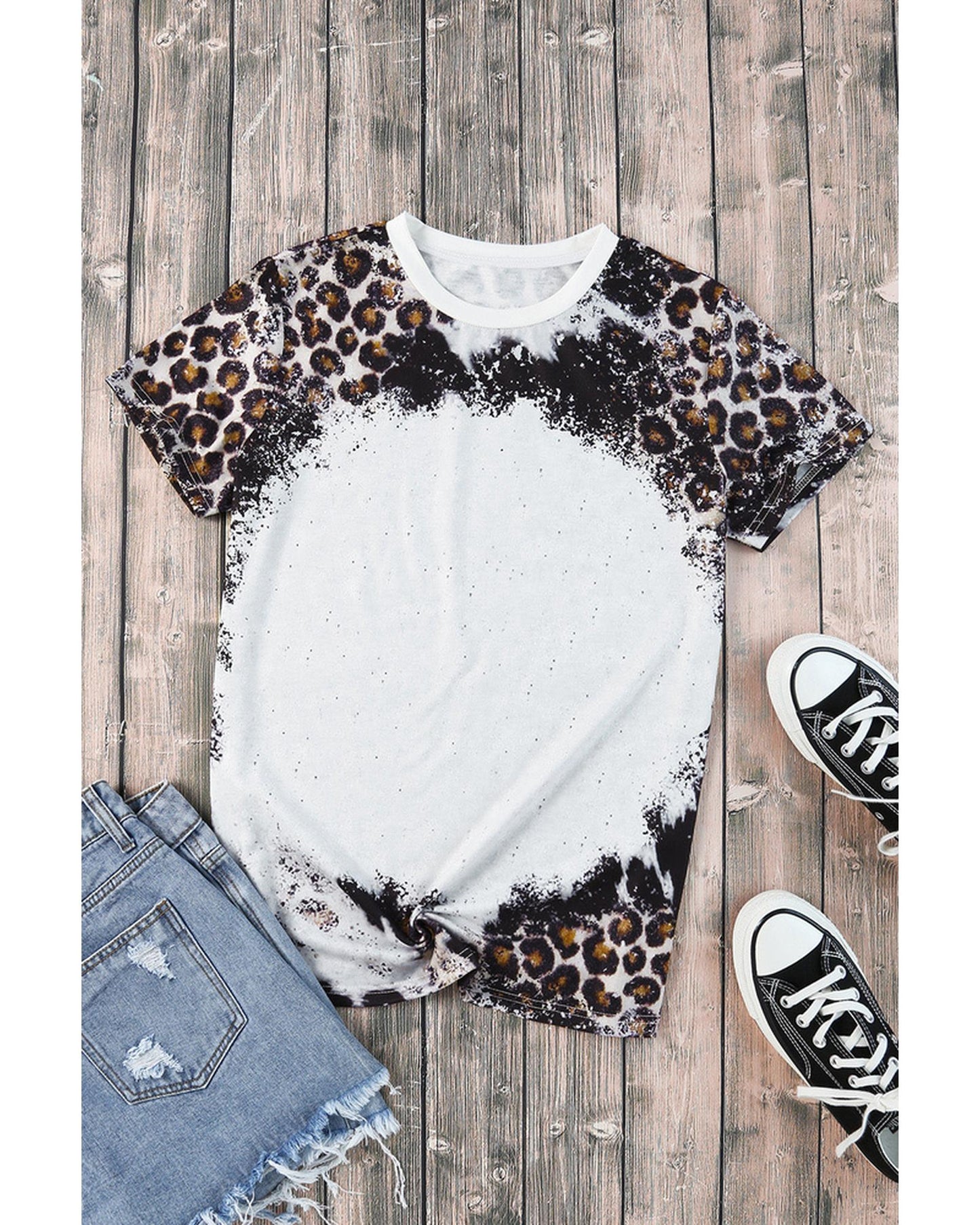 Azura Exchange Animal Print Bleached T-Shirt - L