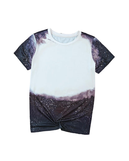 Azura Exchange Bleached Print Short Sleeve Crewneck Top - S