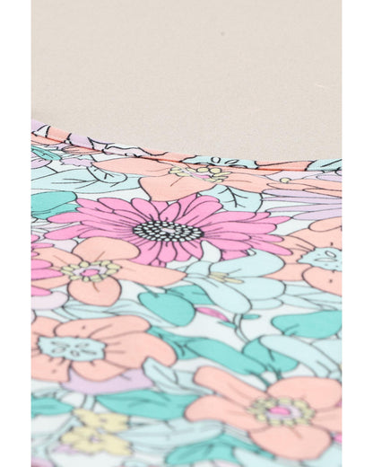 Azura Exchange Bohemian Flower Print Flowy Short Sleeve Top - M