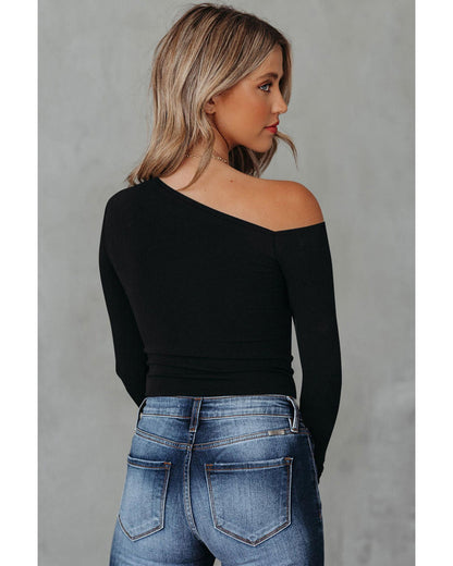 Azura Exchange Asymmetrical Neckline Long Sleeve Knit Top - 2XL