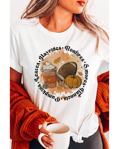 Azura Exchange Pumpkin Rugby Graphic Print Tee - L