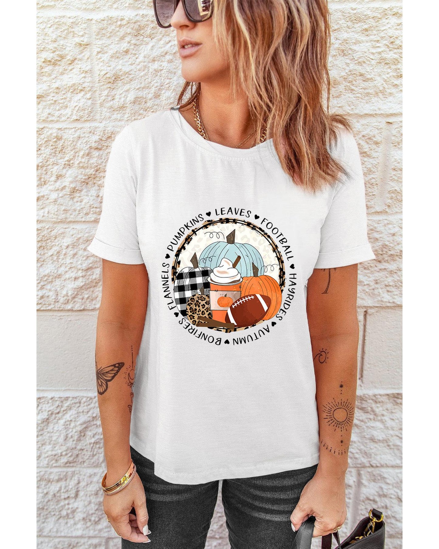 Azura Exchange Autumn Vibes Pumpkin Graphic T-shirt - L