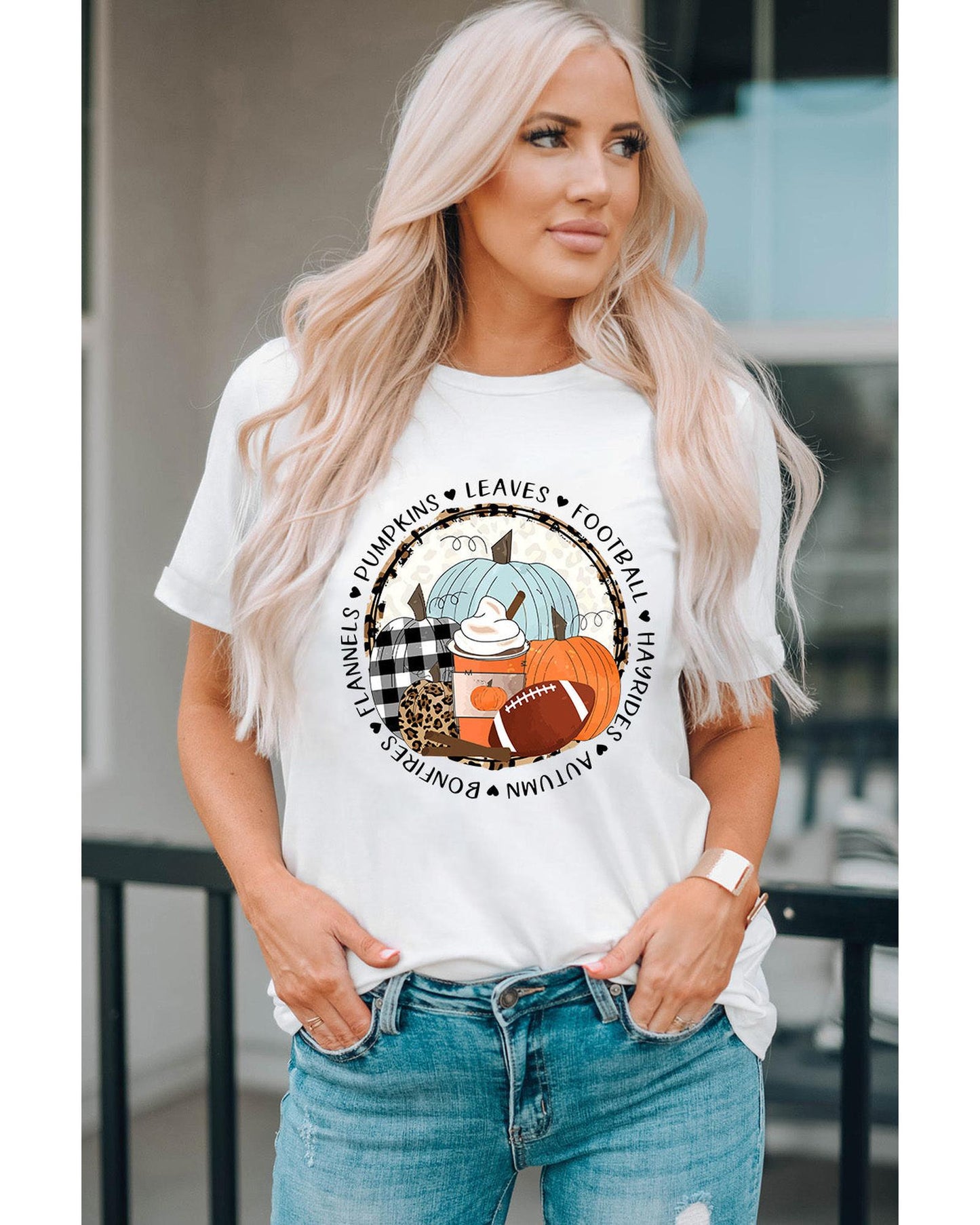 Azura Exchange Autumn Vibes Pumpkin Graphic T-shirt - S