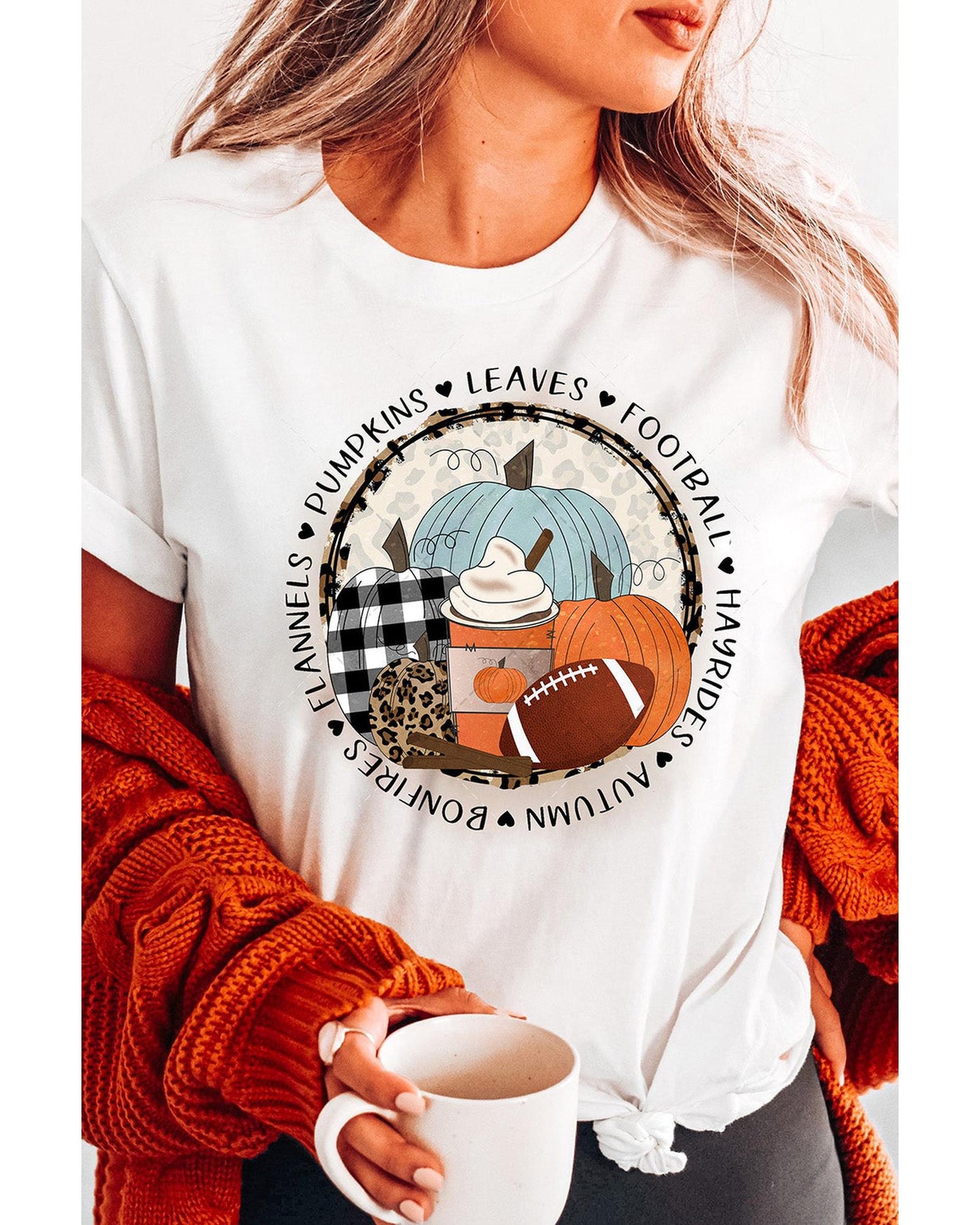 Azura Exchange Autumn Vibes Pumpkin Graphic T-shirt - XL