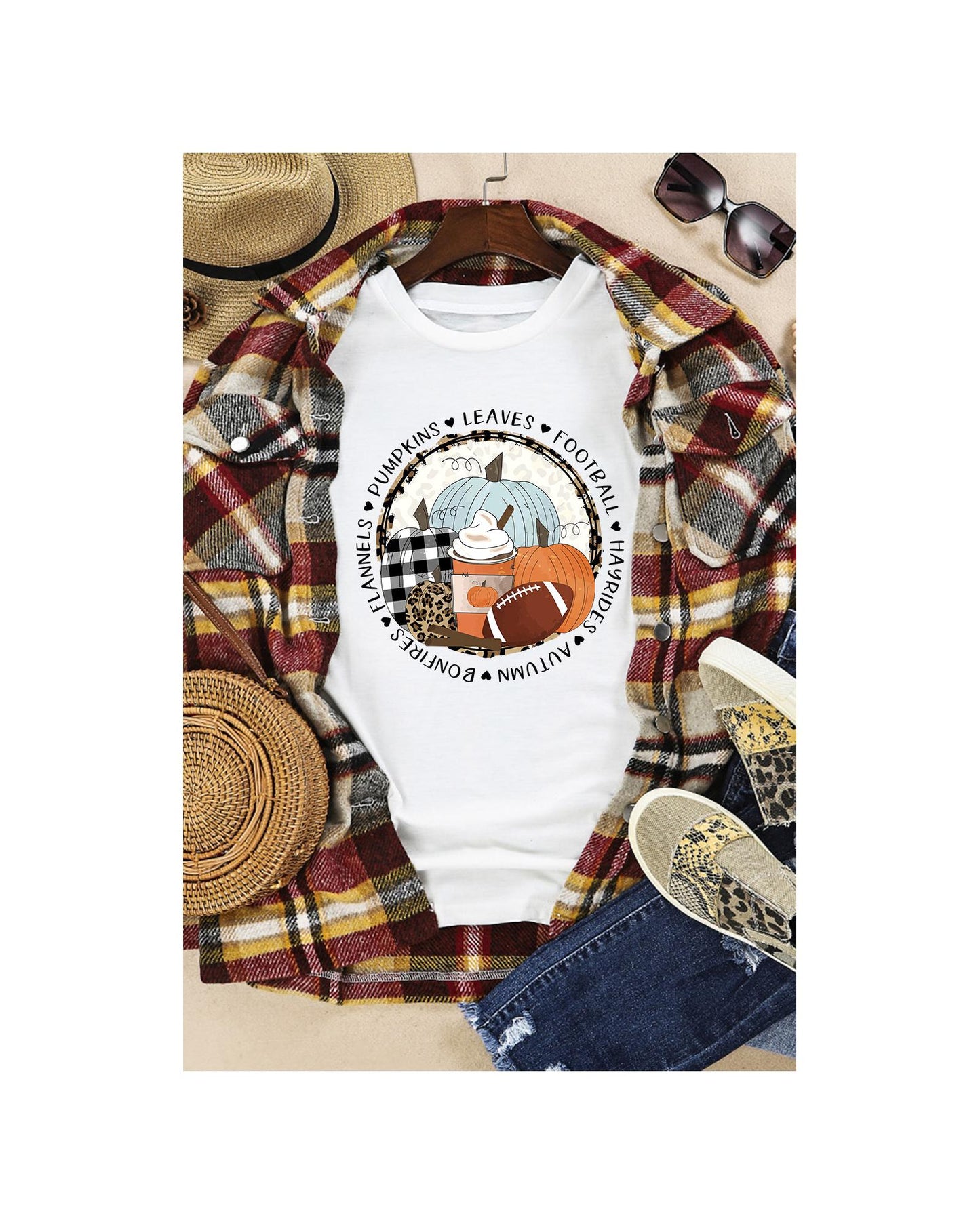 Azura Exchange Autumn Vibes Pumpkin Graphic T-shirt - XL