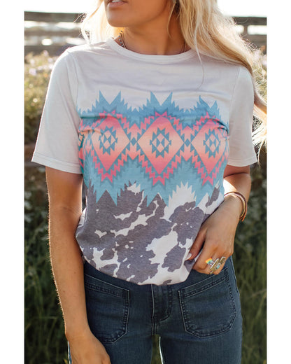 Azura Exchange Aztec Geometric Print T-shirt - 2XL