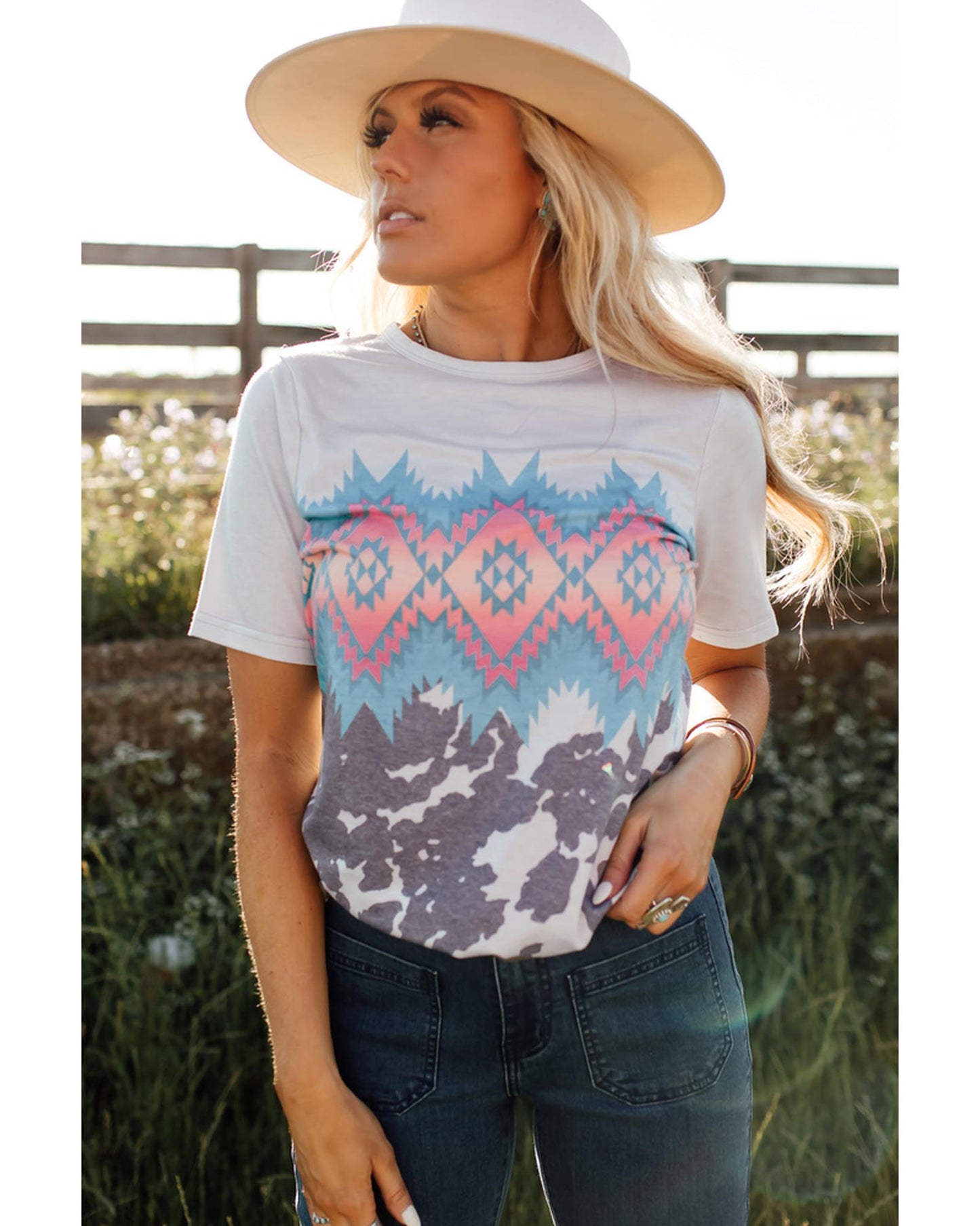 Azura Exchange Aztec Geometric Print T-shirt - 2XL