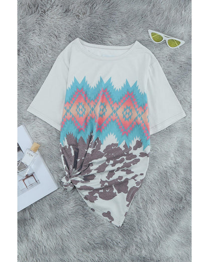 Azura Exchange Aztec Geometric Print T-shirt - 2XL