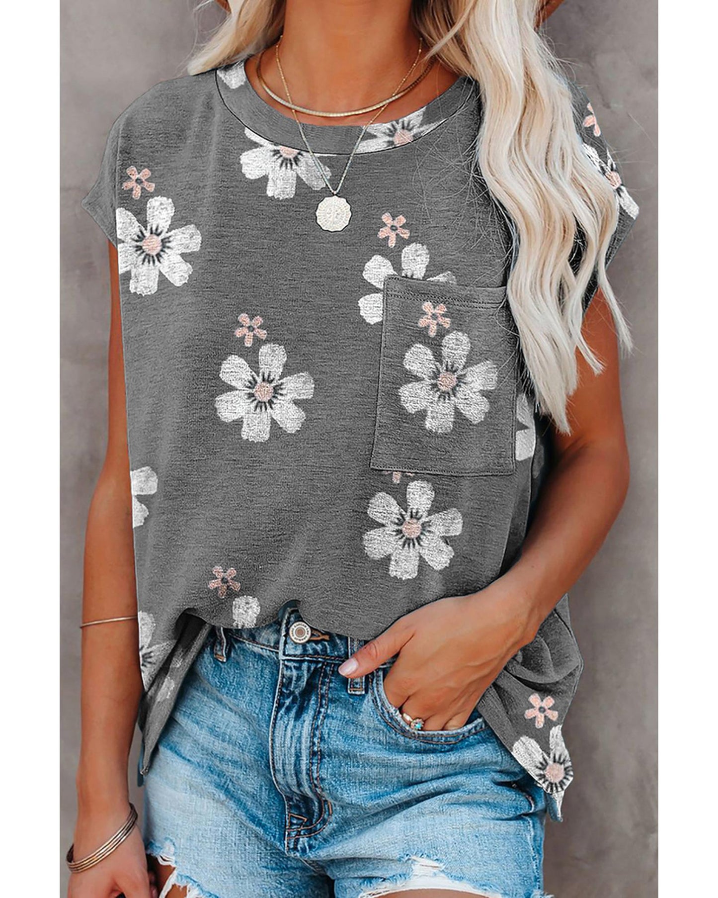 Azura Exchange Cap Sleeve T-Shirt with Pocket - 2XL