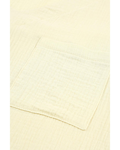 Azura Exchange Beige Textured Pocket Split V Neck Top - 4X