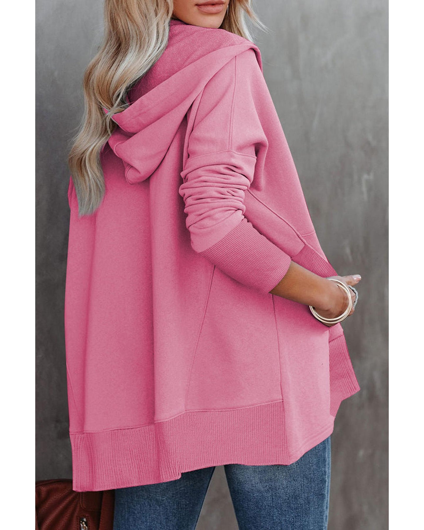 Azura Exchange Batwing Sleeve Pocketed Henley Hoodie - M