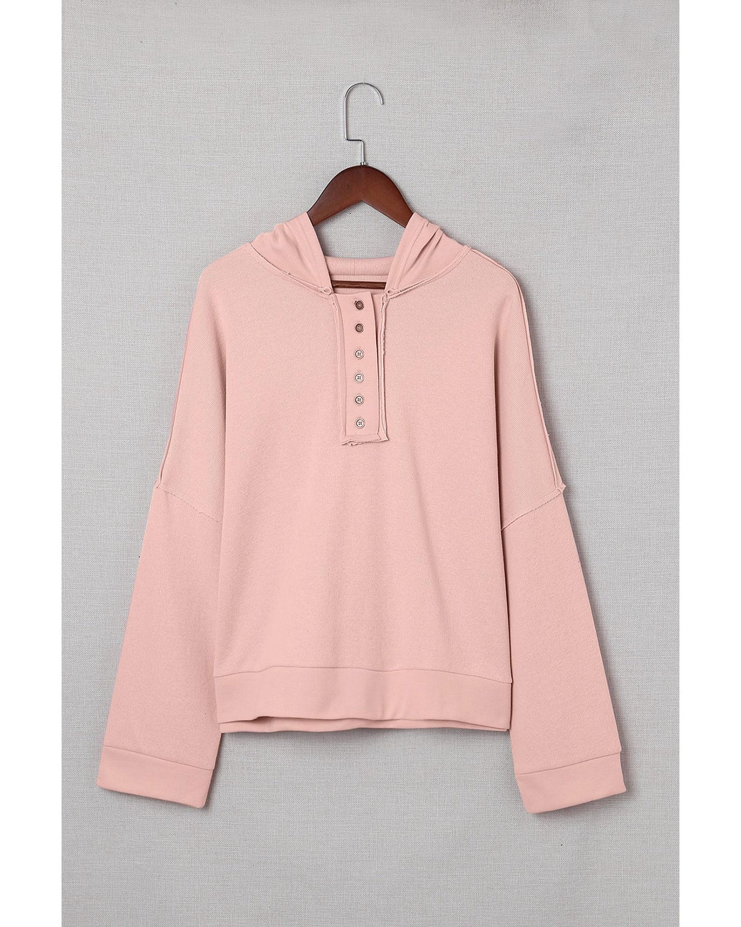 Azura Exchange Button Solid Patchwork Trim Hoodie - 2XL