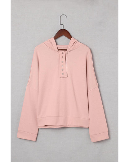 Azura Exchange Button Solid Patchwork Trim Hoodie - 2XL