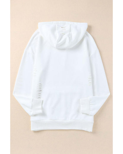 Azura Exchange Ripped Hooded Sweatshirt with Kangaroo Pocket - M