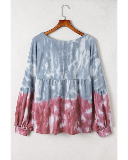 Azura Exchange Bishop Sleeve Tie Dye Sweatshirt - L